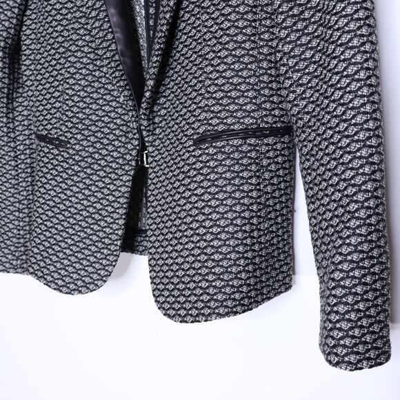 RAG & BONE Lorimer Jacquared Tuxedo Blazer Black Leather and Tweed Women's 8 - Picture 4 of 11